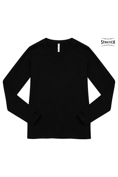 Cottonland Tricou KORINA pentru femei, cu mânecă lungă, din lycra galbenă, din bumbac pieptănat