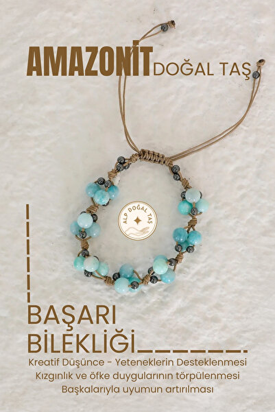 Alp Doğal Taş BAŞARI BİLEKLİĞİ-AMAZONİT DOĞALTAŞ