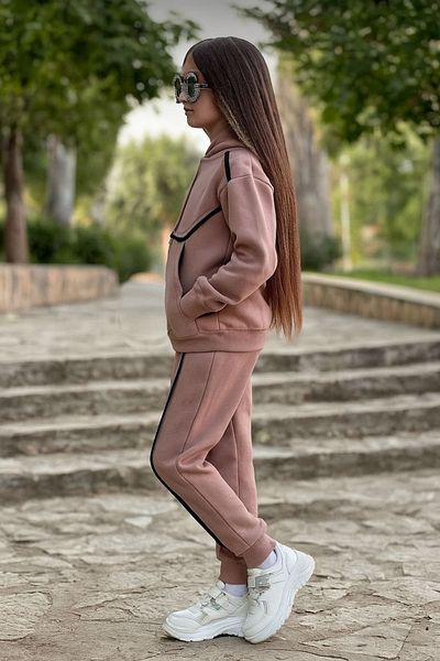 MAXI DRY Girl's Hundred Percent Cotton Hooded Double Bottom Top Set