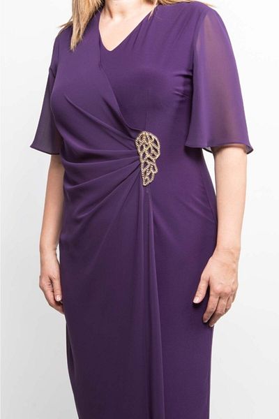 EZZE 4212 Rochie din șifon și rochie detaliată din bronz cristal