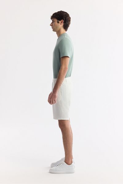 Avva Men's White Seersucker Chino Shorts with Elastic Sides A51Y3730