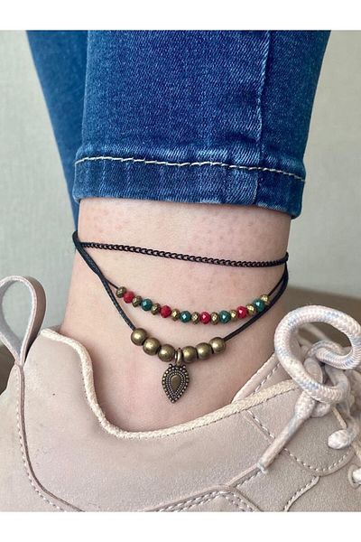 etniko Special Design Handmade Multiple Women's Anklet