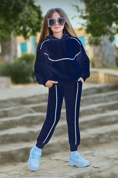 MAXI DRY Girl's Hundred Percent Cotton Hooded Double Bottom Top Set