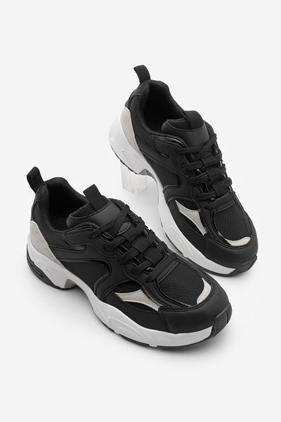 Marjin Pantofi de damă, cu talpă groasă, cu șireturi, pantofi sport din mai multe piese Luser Black