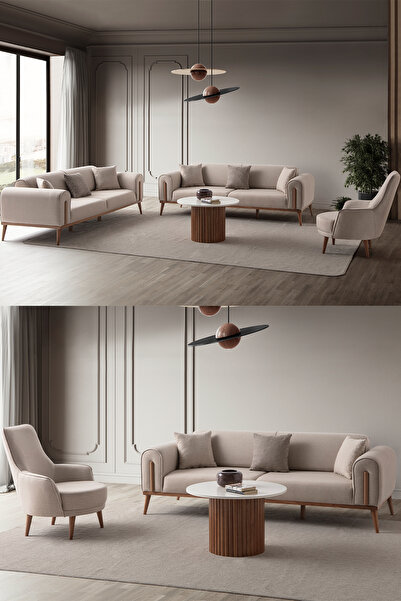 EDSY HOME Riva 3+3+1 Koltuk Takımı Sütlü Kahve