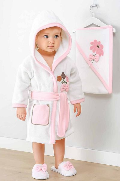 Sitilin Baby Girl Luxury Bathrobe Set Towel Set 100% Cotton Fabric 0-2 Years