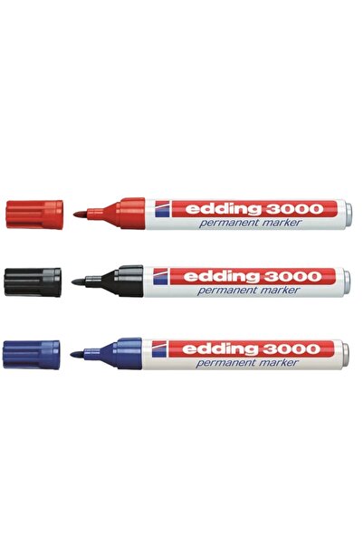 Edding قلم تحديد دائم من EDDING - أحمر/أزرق/أسود ED-3000 (3 قطع)