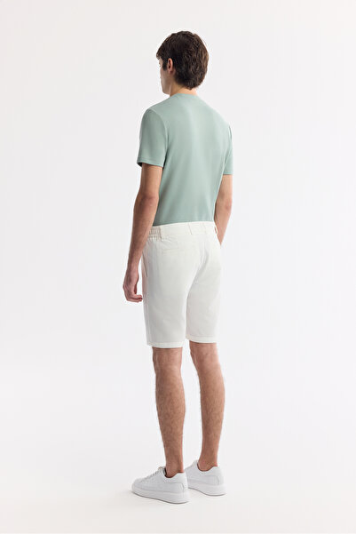 Avva Erkek Beyaz Yanı Lastikli Gofreli Bi-Stretch Slim Fit Chino Şort A51Y3730