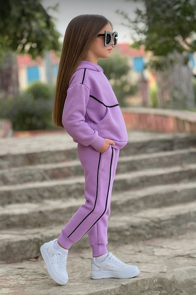 MAXI DRY Girl's Hundred Percent Cotton Hooded Double Bottom Top Set