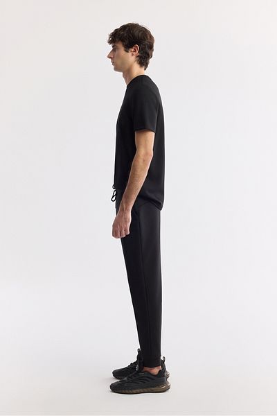 Avva Men's Black Elastic Waist Lace up Ribbed Jogger A51Y3400
