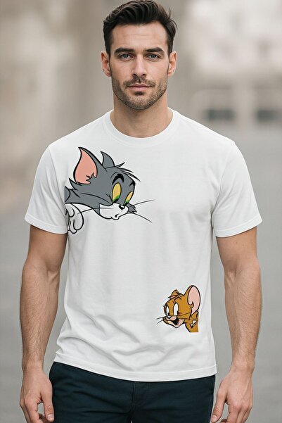 A Kalite Premium Unisex Tom&jerry Baskılı Oversize T-shirt