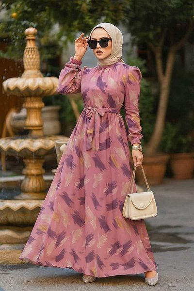 Neva Style Rochie Hijab violet cu model 27930mor