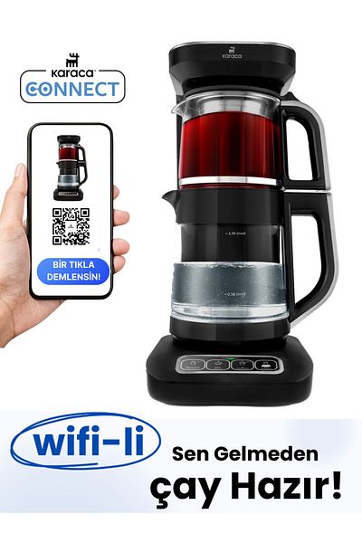 Karaca Çaysever Robotea Pro 4-in-1 sprechender Tee und Filterkaffeeautomat 2500W Space Gray, Teeaufb