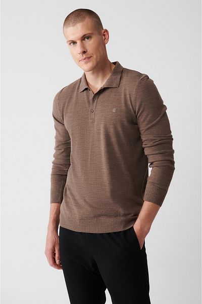 Avva Men's Mink 3-Button Knitwear Sweater E 005006