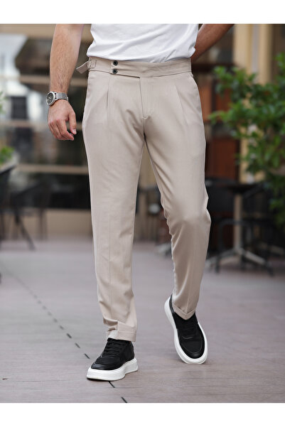 BASEL.CO Παντελόνι από ύφασμα Lycra με πλισέ Old Money