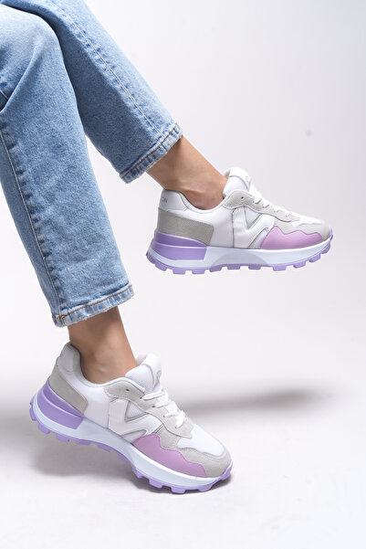 Riccon Bílé lila dámské tenisky - 001210