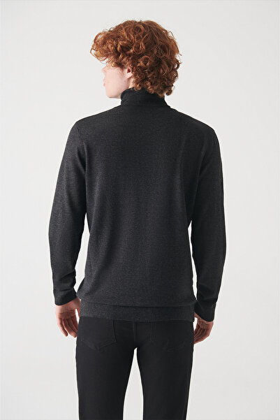 Avva Erkek Antrasit Tam Balıkçı Yaka Yün Karışımlı Triko Kazak E005014