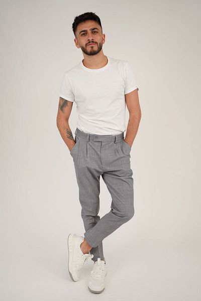 IOS - Innovation of suiting Modern Grey Pants - Ios By Maica - Light Grey, 48