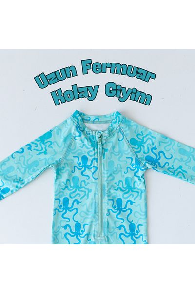 Mama Yoyo Baby&Kids Front Zipper - Jumpsuit Swimsuit - Octopus