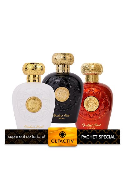 lattafa Pack of 3 best-selling perfumes, Opulent Musk 100 ml, Opulent Oud 100 ml and Opulent Red 100 ml