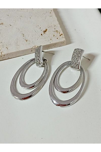 mos&more Gold Double Ring Stylish Lightweight Women's Earrings