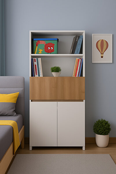 arionkids Kitaplıklı Ve Açılabilir Çalışma Masası Çok Amaçlı Ünite – %100 Mdf | Yerli Üretim