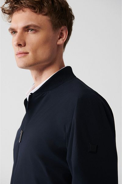 Avva Ανδρικό Navy Blue Αδιάβροχο ριμπ ελαφρύ λεπτό παλτό Β 006001