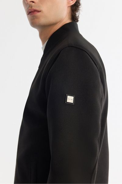 Avva Ανδρικό μαύρο σουέτ με φερμουάρ Look Bomber Thin Coat B 006045