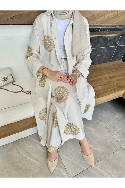 Lavanta Tekstil مجموعة منقوشة من الكتان العرقي