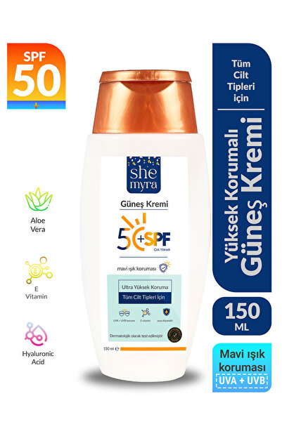 SHE MYRA Sun Sunscreen High Protection Spf 50+ 150 ml Lightening Aloe Vera + ...
