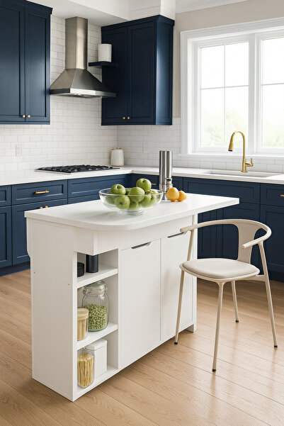 NESTRO Kelebek Yemek Masası Mutfak Masası Katlanır Pratik Tekerlekli Oval