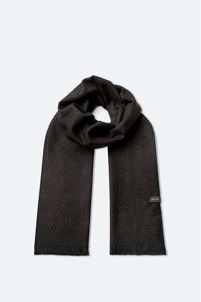 Avva Men's Black-Brown Viscose Blended Tasseled Patterned Shawl A42Y9405