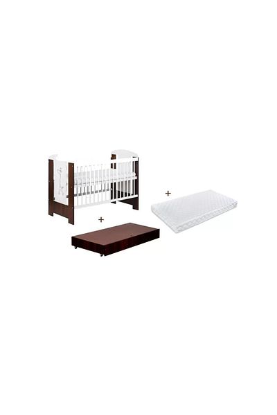OEM Patut cu sertar KLUPS Little Giraffe Wenge + Saltea 10 Confort II
