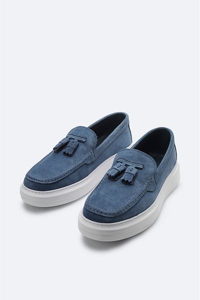 Avva Men's Indigo 100% Suede Leather Loafers A41Y8029