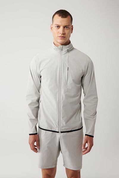 Avva Men's Stretch Jacket - Stand Collar, Hood, Zipper and Lined - Water Repellent A41Y6035