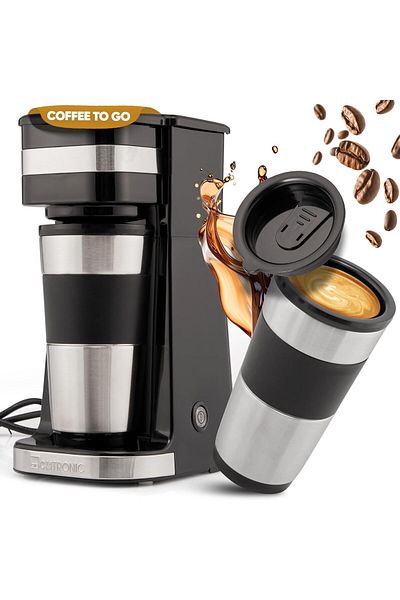 CLATRONIC Portable Coffee Maker With Filter, 400 Ml Mug, Compatible With Car Cup Holder
