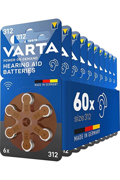 Varta Set 60 Baterii 312 Maro, Pentru Aparate Auditive,