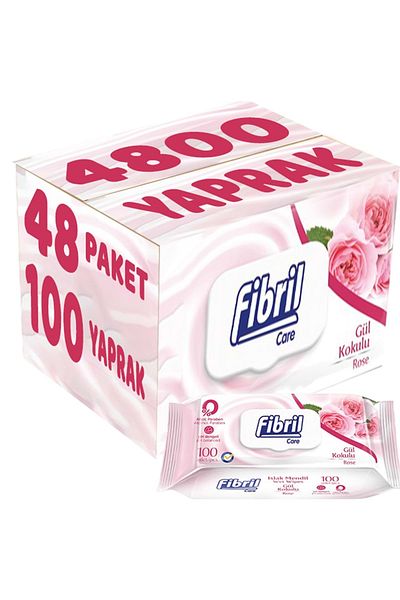 Fibril Wet Towel Wipes 100 Sheets Rose Plastic Cover (Set of 48) 4800 Sheets