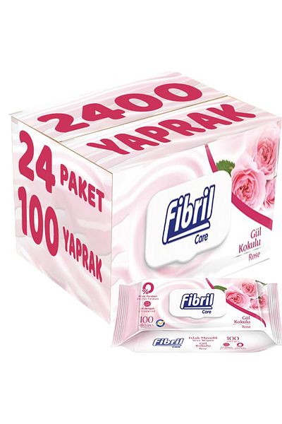 Fibril Wet Towel Wipes 100 Sheets Rose Plastic Cover (Set of 24) 2400 Sheets