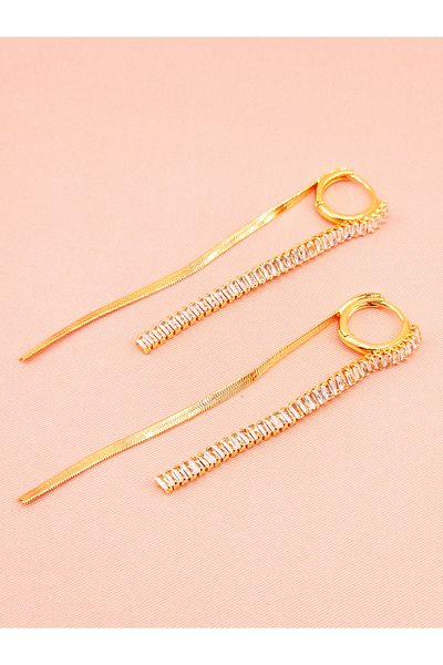 luree accessories Zircon Stone Long Dangle Earrings
