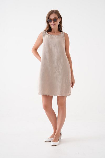 Butik Κοντό φόρεμα με μηδενικό μανίκι από 100% βαμβακερό ύφασμα μουσελίνας -mg003