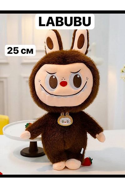 Lumely 25cm Labubu Cartoon Macaron Ragdoll Plush Toys, Mink Fur Cute Rabbit Ragdoll, Brown Canvas
