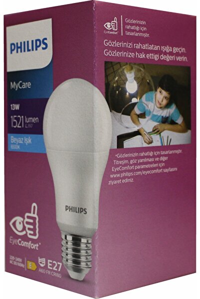 Philips 13W 1521 LÜMEN 12 ADET 6500K BEYAZ IŞIK TASARRUF LU LED AMPÜL MyCare EyeComfort