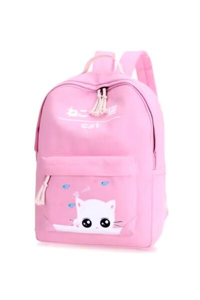 Generic 4-Piece Printed School Backpack Set Pink/White