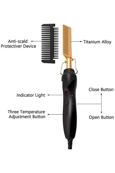 Generic 2 In 1 Electric Copper Straight Hair Comb Multi-function Curling Iron Household Electric Comb
