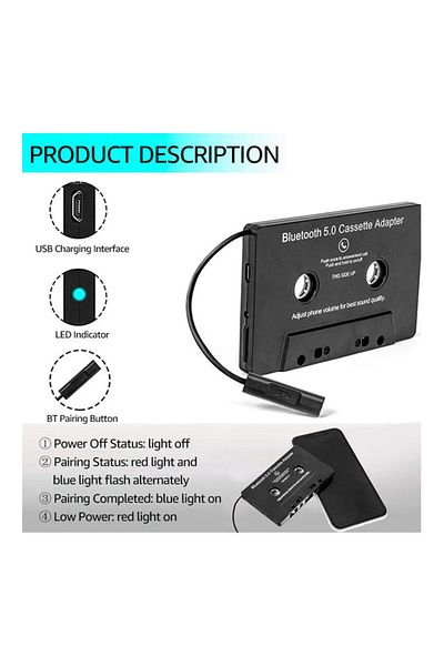 Generic Bt Car Bluetooth Tape Adapter Car Audio Bluetooth Tape Receiver, Wireless Tape Auxiliary Adapter