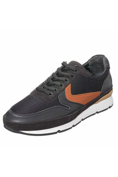 İriadam Kn1954 Black Large Size Comfortable Wide Mold Men's Top Quality Leather Sports Shoes
