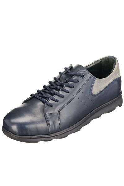İriadam Gg8013 Dark Navy Blue Calf Leather Rubber Sole Comfortable Wide Fit Large Size 4 Seasons Men's Shoes