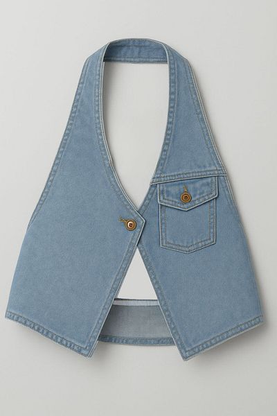 Bluewhite Vestă de jeans pentru femei, cu un singur buton