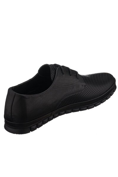 İriadam 45-46-47-48-49-50 Numara Ag8800-1 Siyah Deri Yazlık Büyük Numara Dana Derisi Rahat Geniş Kalıp Erkek